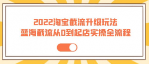 2022淘宝截流玩法课程：从0到起店实操蓝海截流全流程（外面售价998）-欢迎访问本站