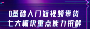 短视频带货教程:0基础入门短视频带货,七大板块重点能力教学-欢迎访问本站